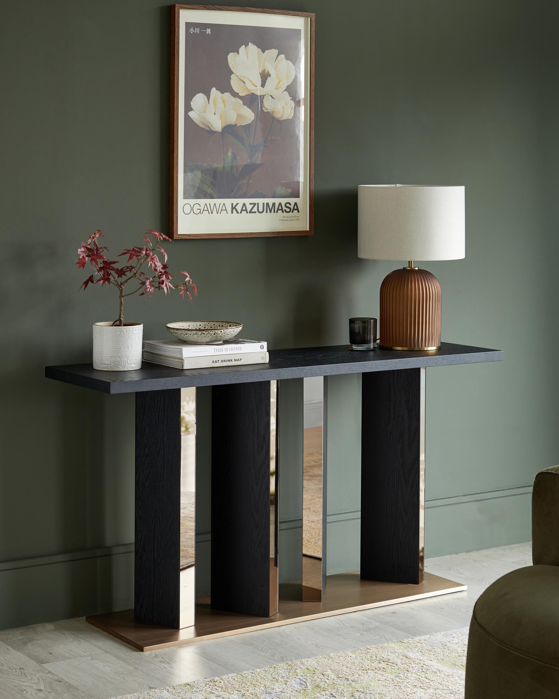 Black Ash Console Table for Hallway Living Room Entryway