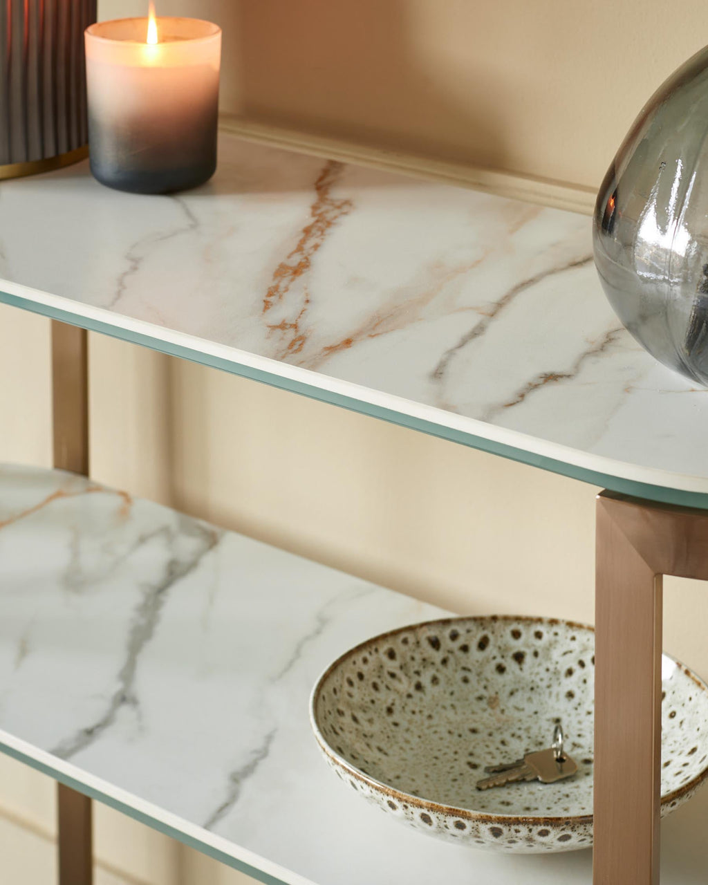 Natural Ceramic Console Table for Hallway Living Room Entryway