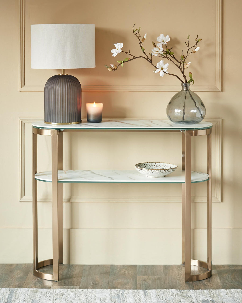Natural Ceramic Console Table for Hallway Living Room Entryway