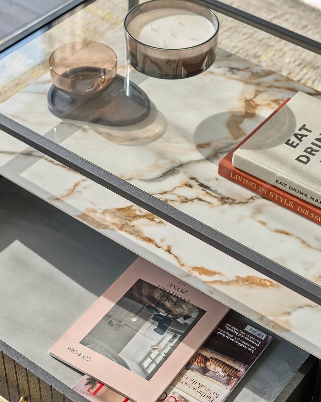 Kai glass and ceramic coffee table for Modern Living Spaces
