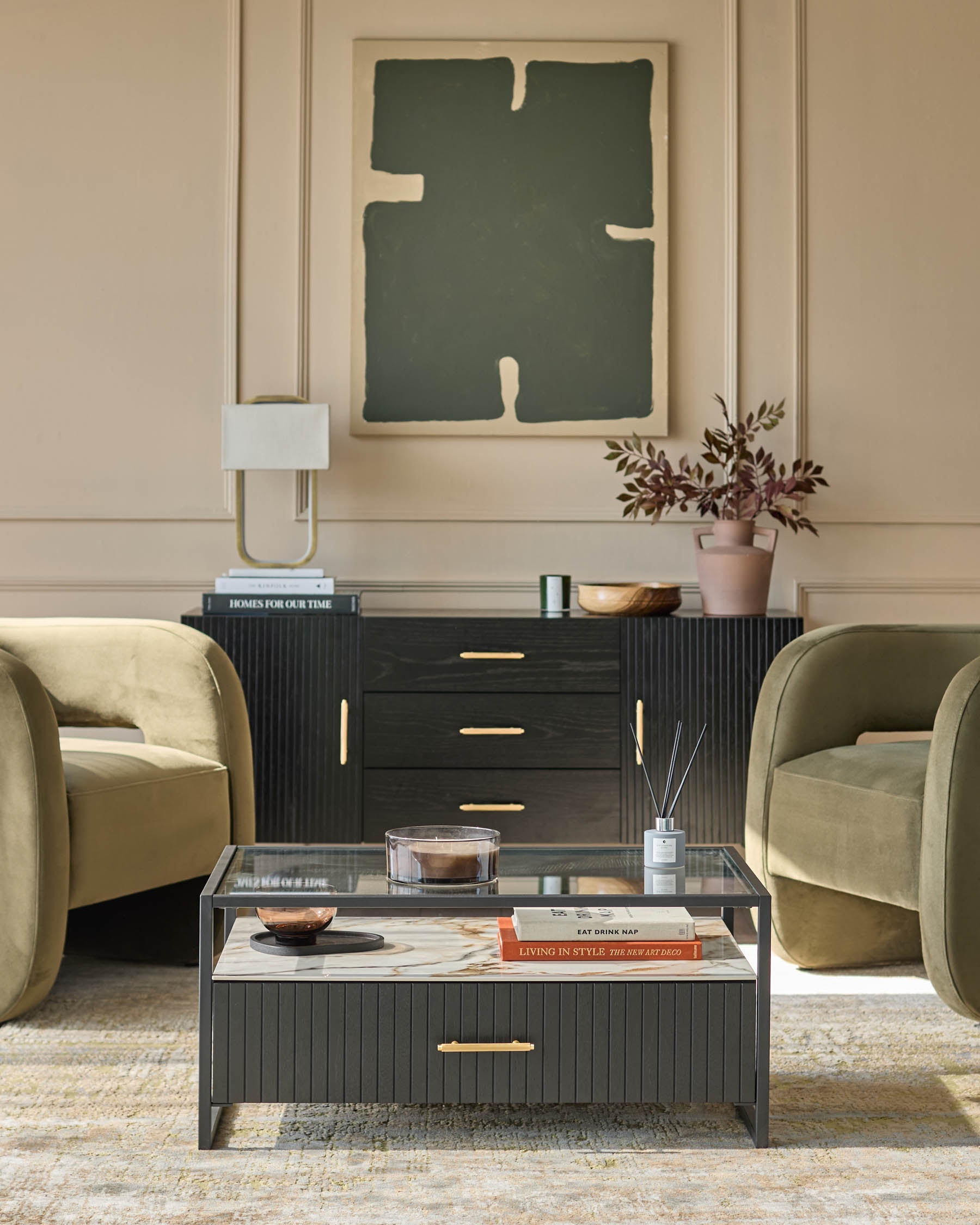 Kai glass and ceramic coffee table for Modern Living Spaces