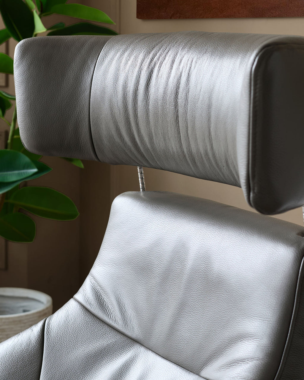 Modern Leather Swivel Recliner Chair with Matching Footstool