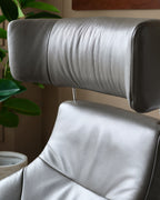 Modern Leather Swivel Recliner Chair with Matching Footstool