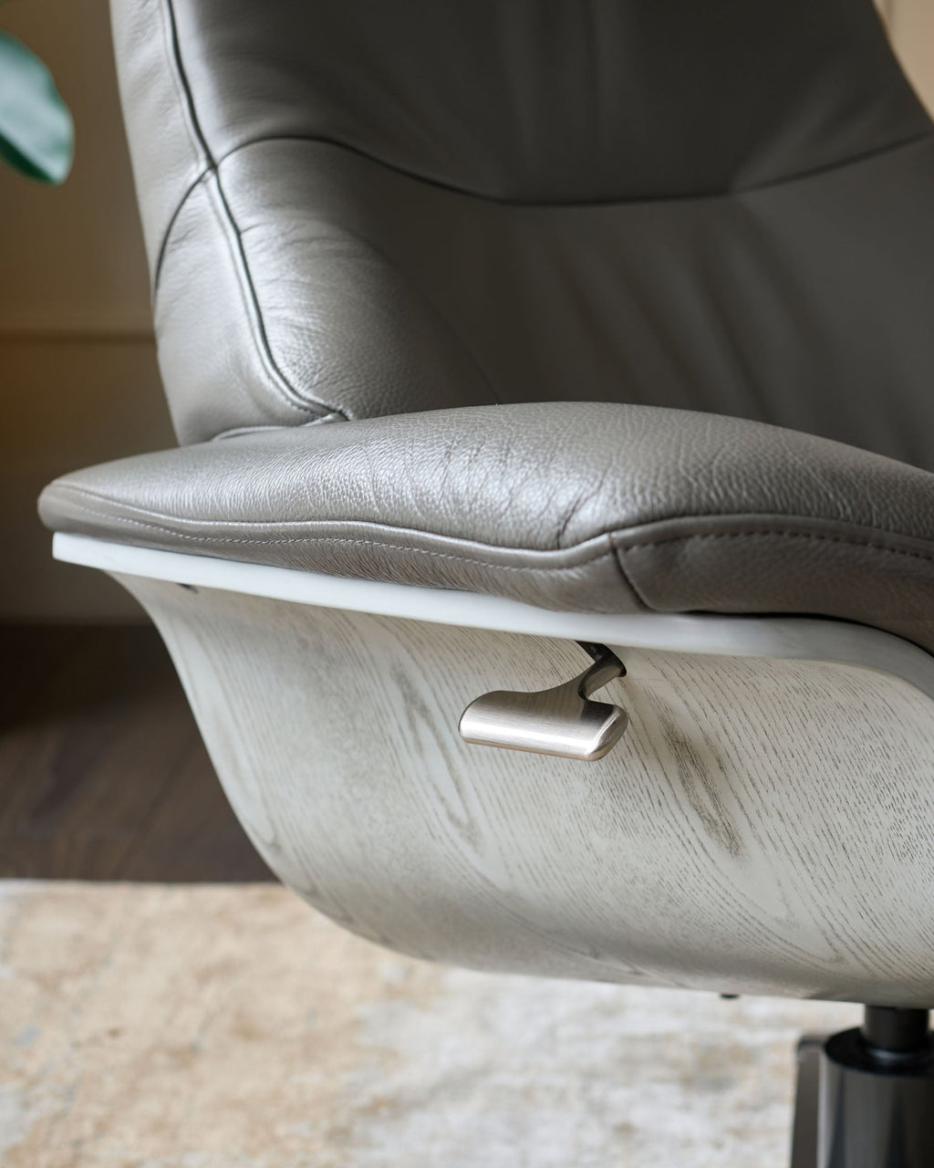 Modern Leather Swivel Recliner Chair with Matching Footstool