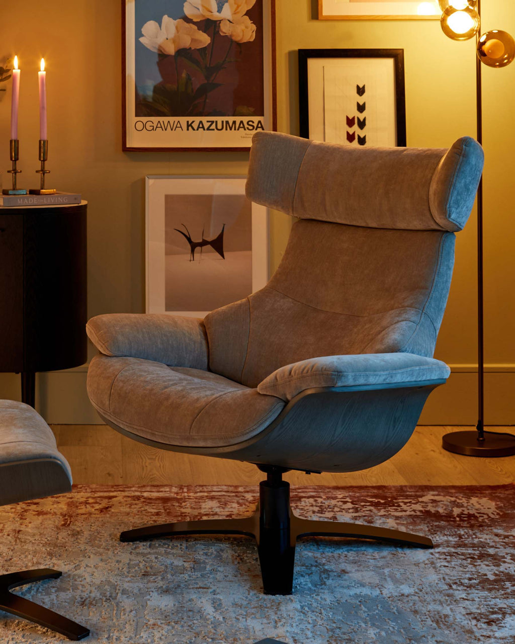 Swivel Recliner Accent Chair And Footstool for Modern