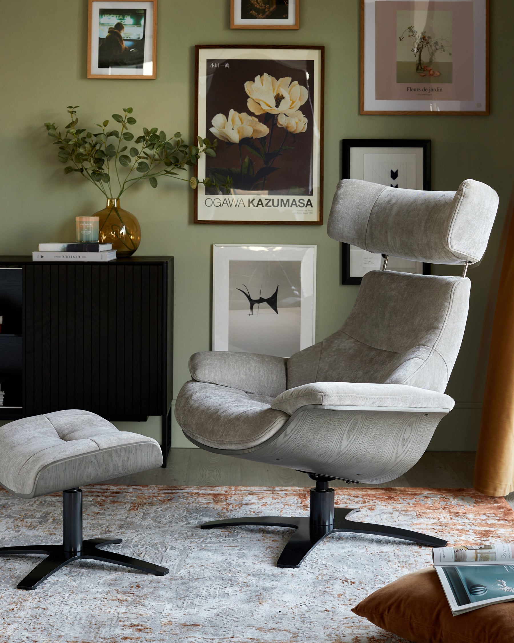 Swivel Recliner Accent Chair And Footstool for Modern