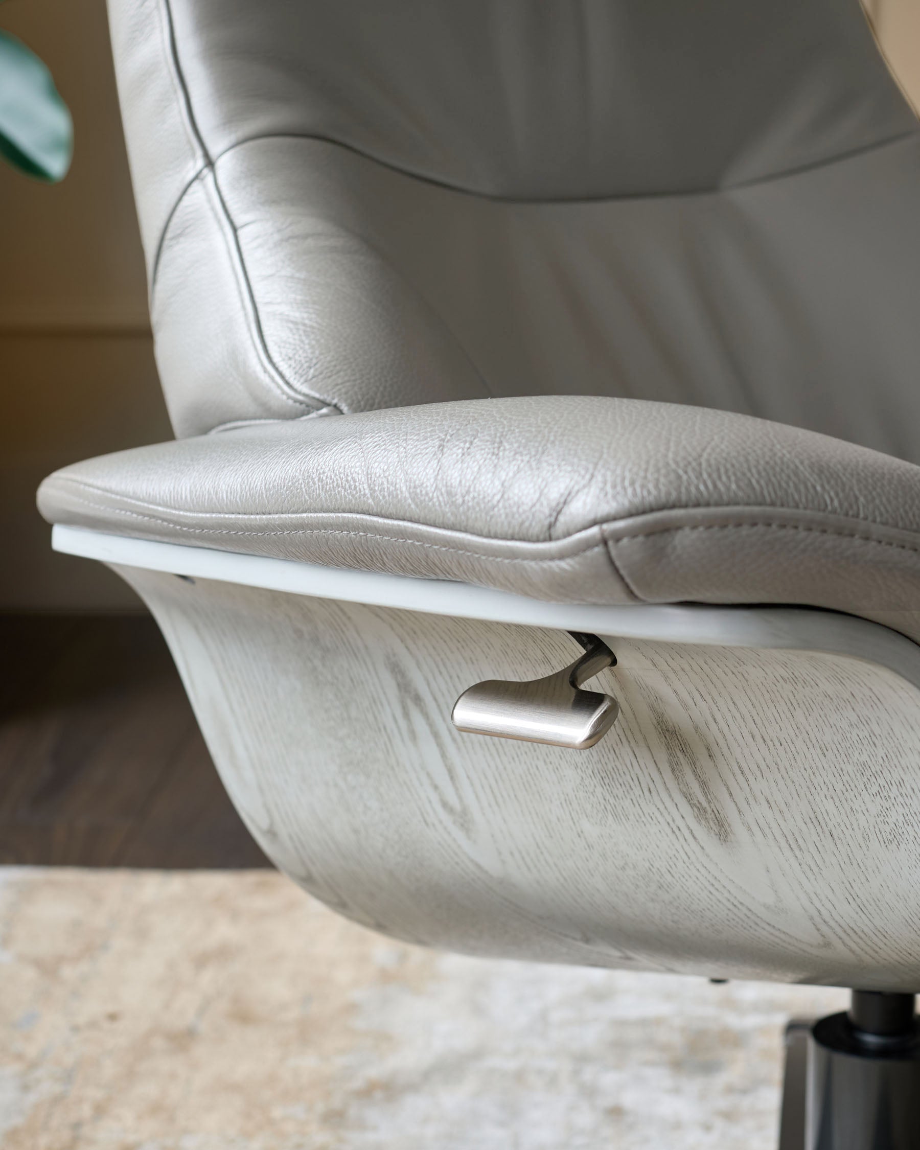 Modern Leather Swivel Recliner Chair with Matching Footstool