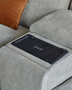 Light Grey Fabric Recliner Two-seater Sofa Console For Living Room
