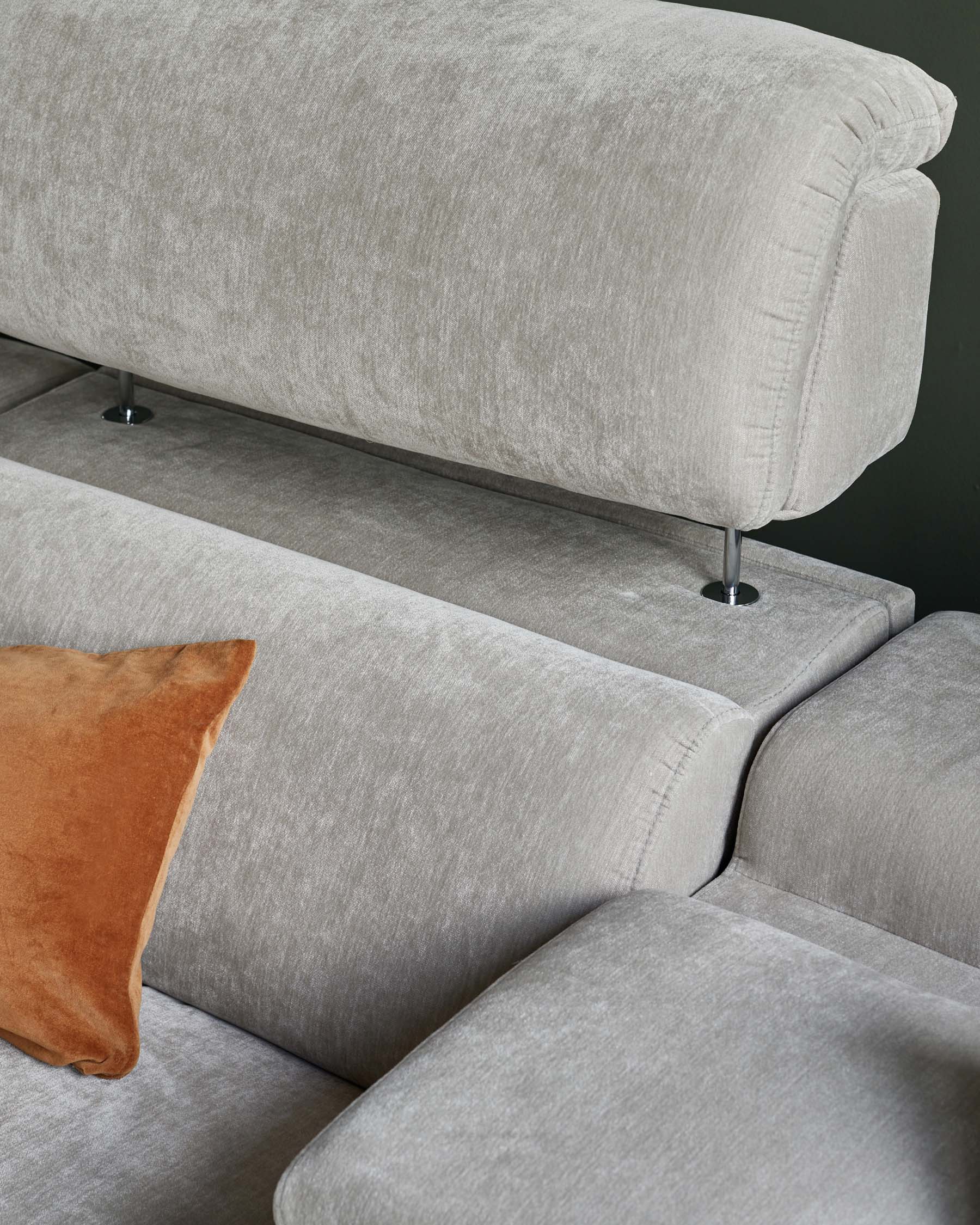 Light Grey Fabric Recliner Two-seater Sofa Console For Living Room