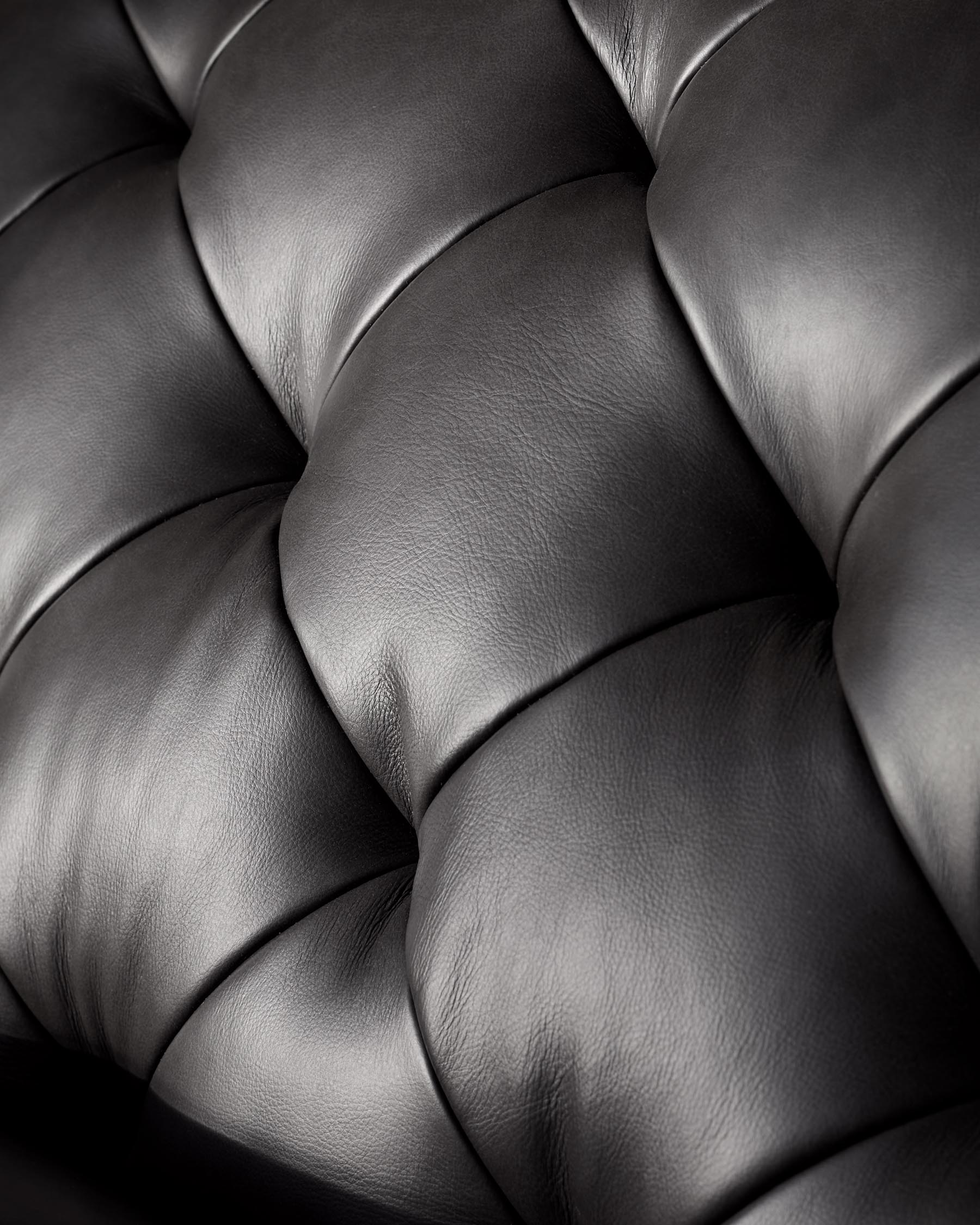Black Leather Two-seater Sofa For Living Room