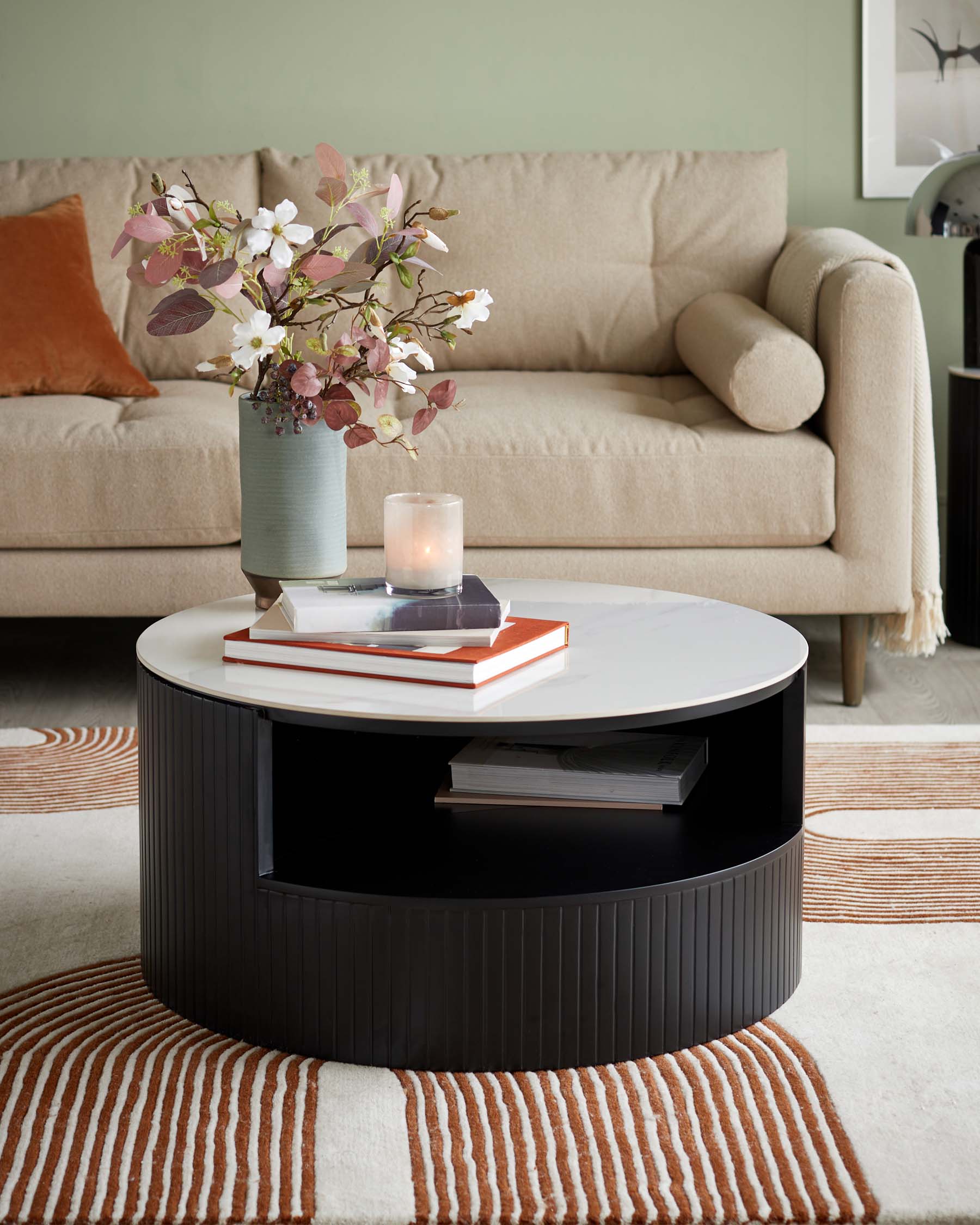 Coffee Table Ceramic with Wood for Modern Living Spaces