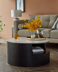 Coffee Table Ceramic with Wood for Modern Living Spaces