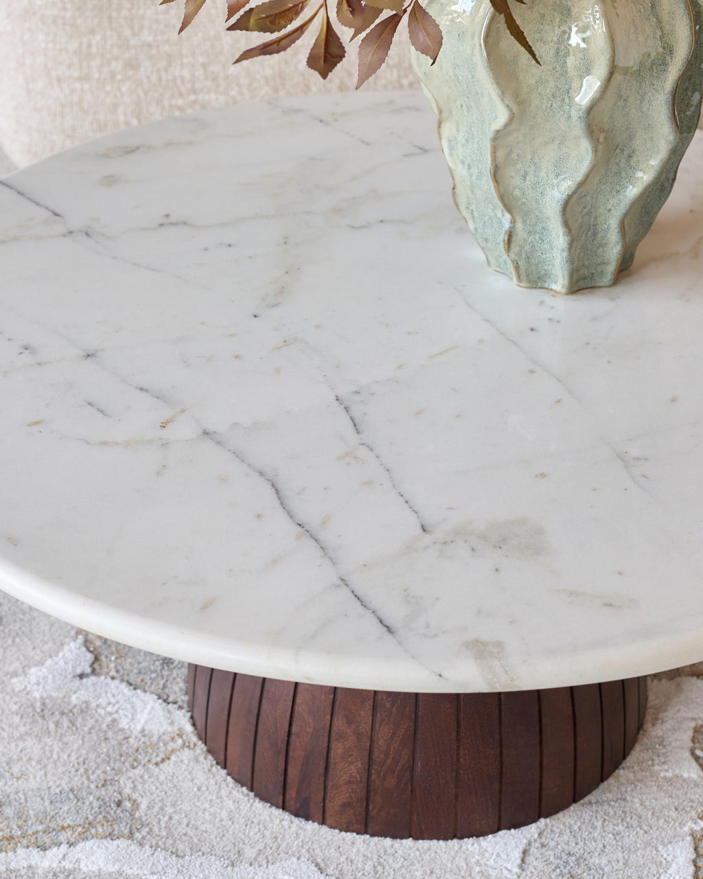 Marble top wood coffee table for Modern Living Spaces
