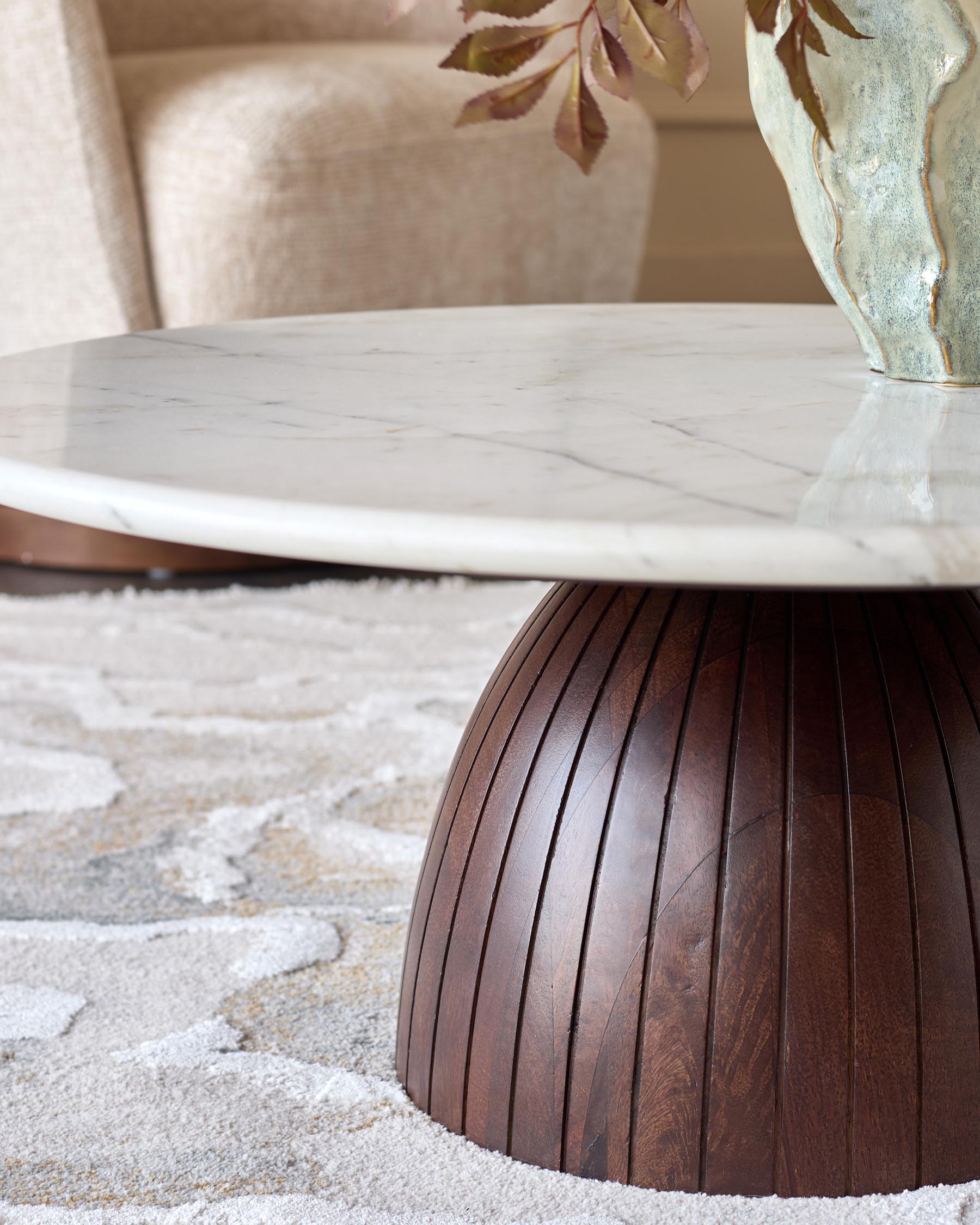 Marble top wood coffee table for Modern Living Spaces