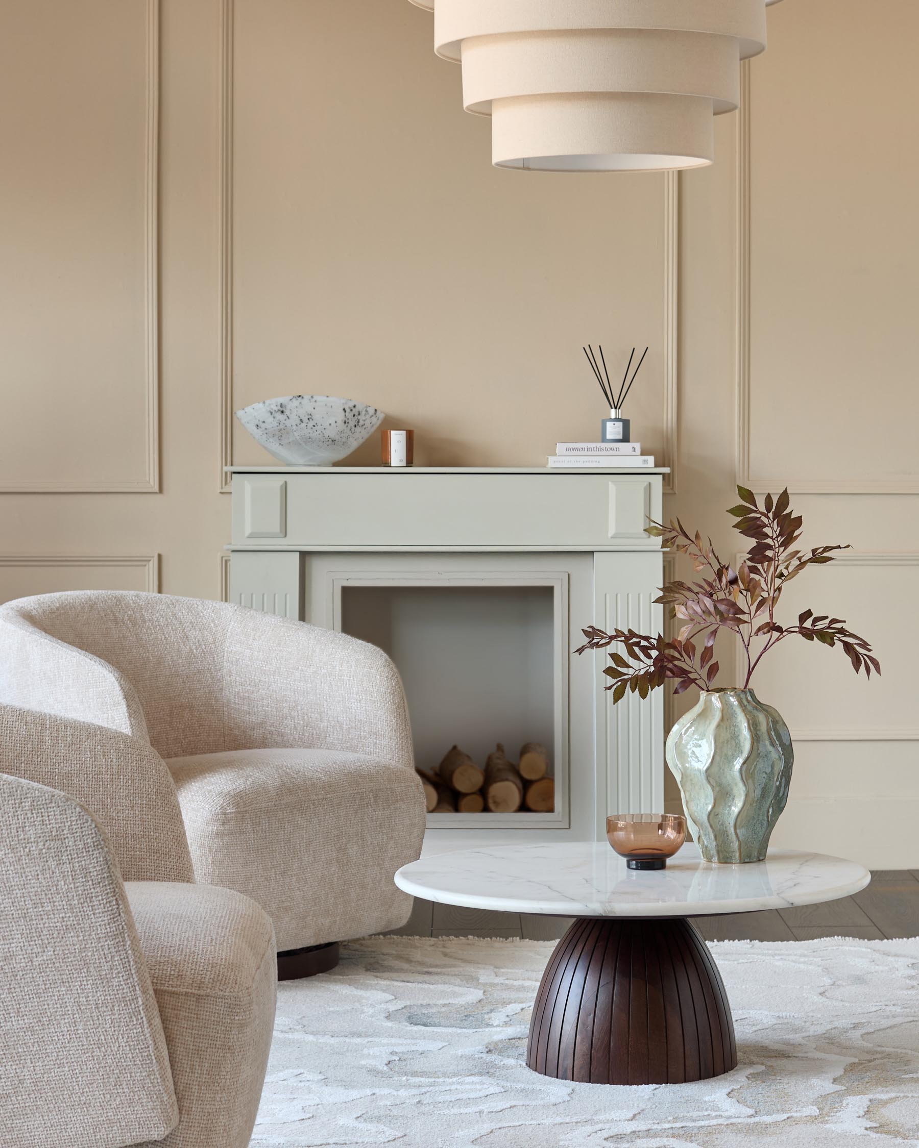 Marble top wood coffee table for Modern Living Spaces