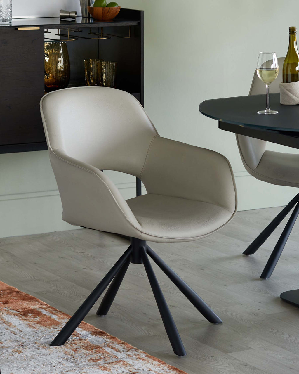 Marlow faux leather swivel dining chair