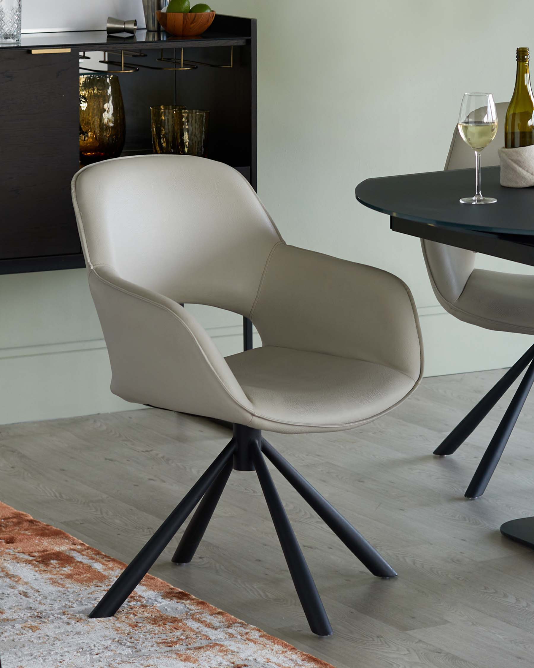 Marlow faux leather swivel dining chair