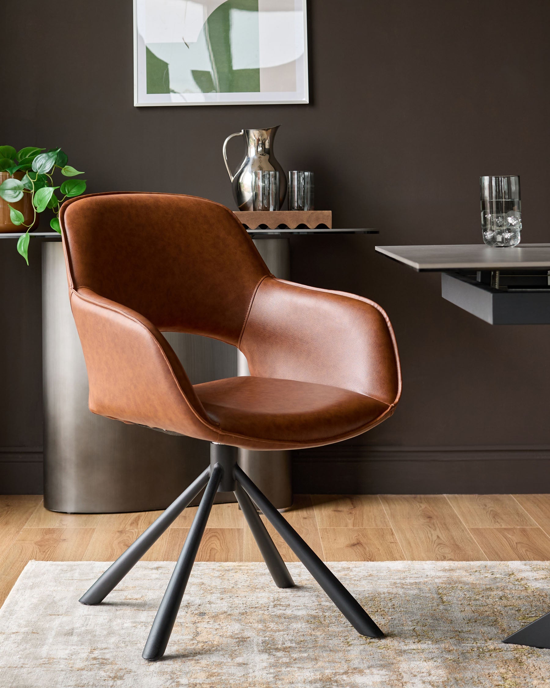 Marlow faux leather swivel dining chair