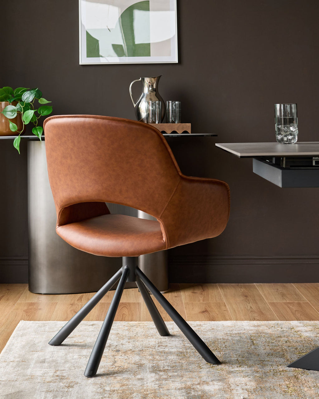 Marlow faux leather swivel dining chair