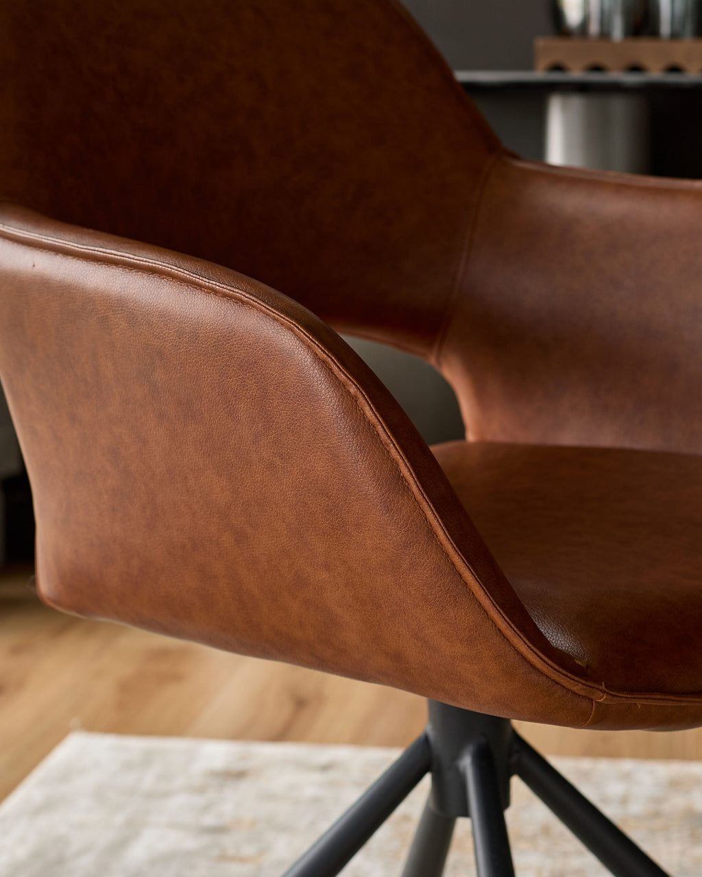Marlow faux leather swivel dining chair