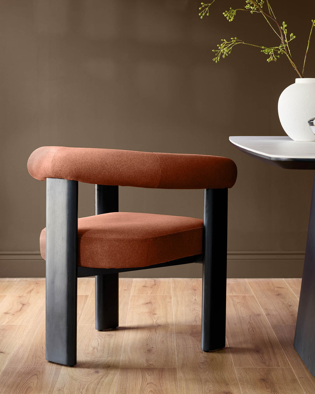 Toffee red plush fabric dining chair for Modern Homes