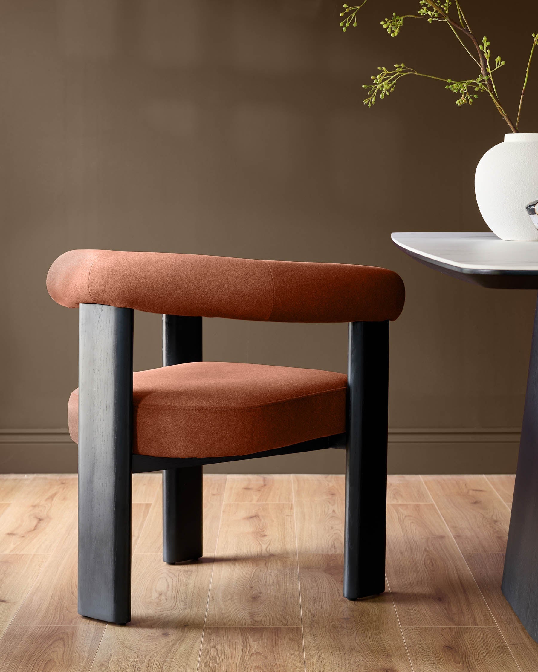 Toffee red plush fabric dining chair for Modern Homes