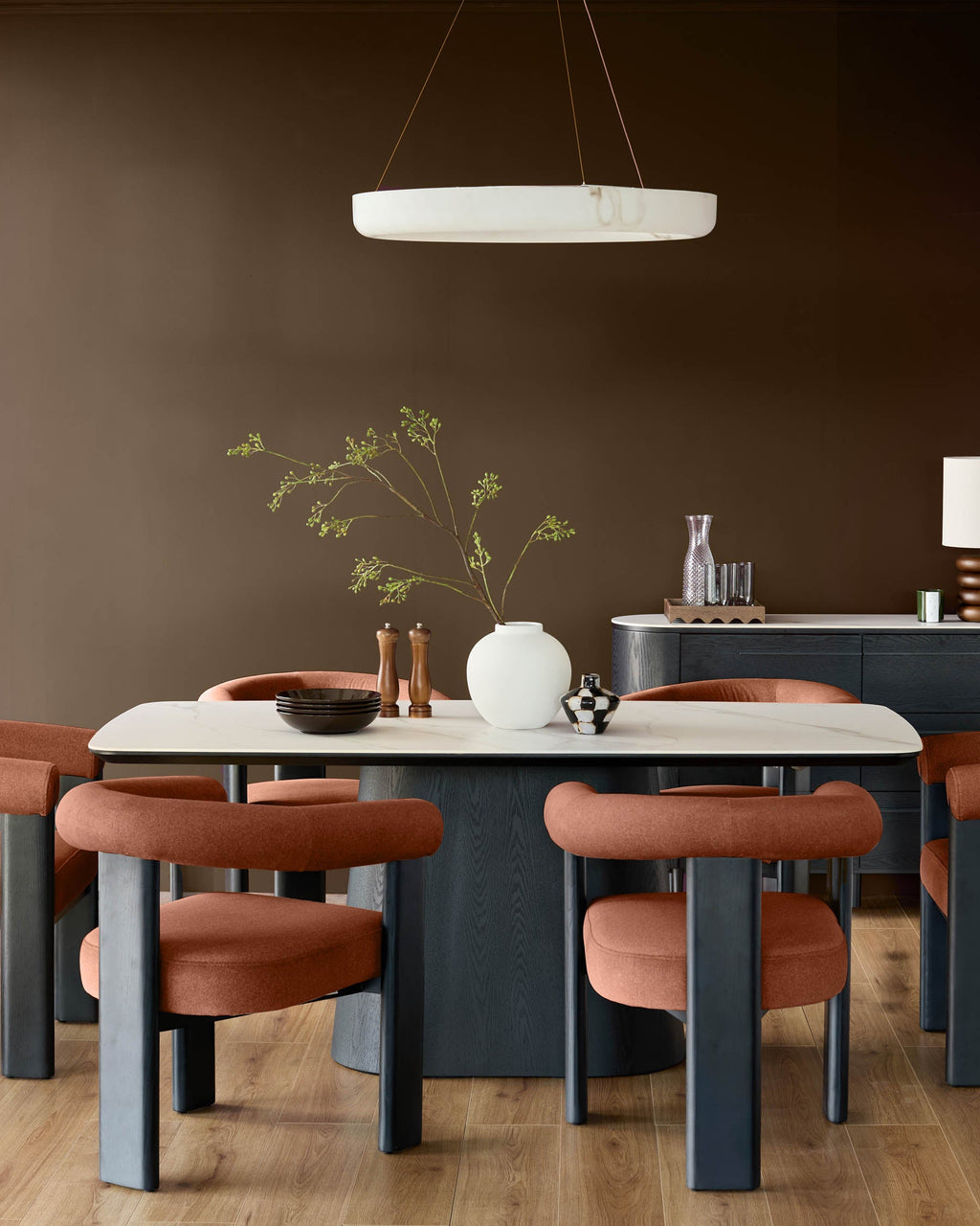 Toffee red plush fabric dining chair for Modern Homes