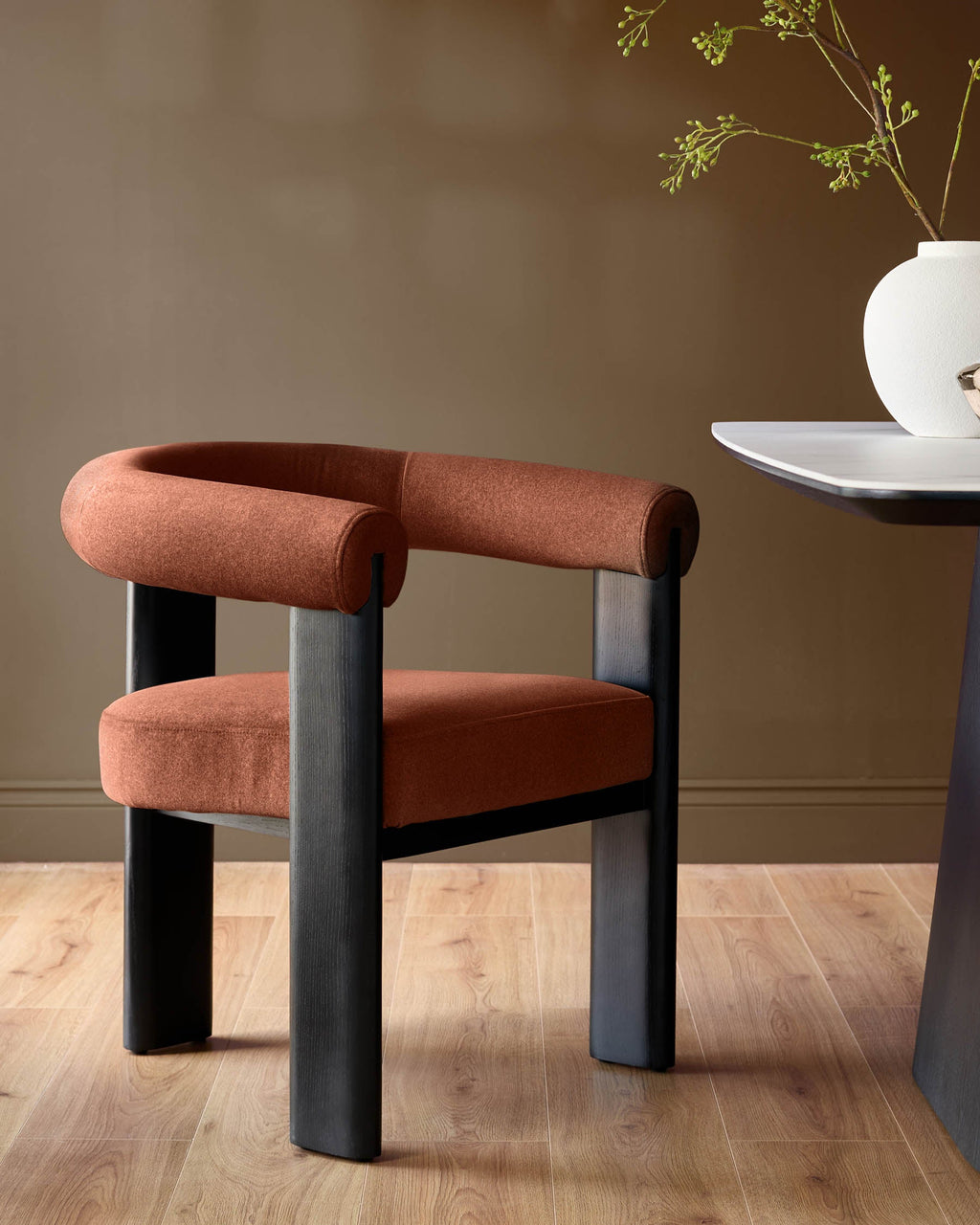 Toffee red plush fabric dining chair for Modern Homes