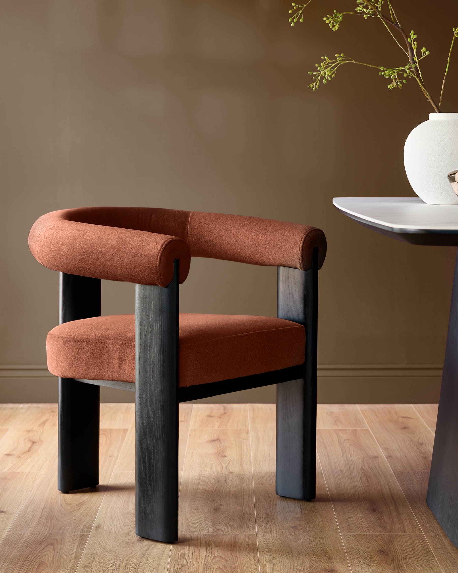 Toffee red plush fabric dining chair for Modern Homes