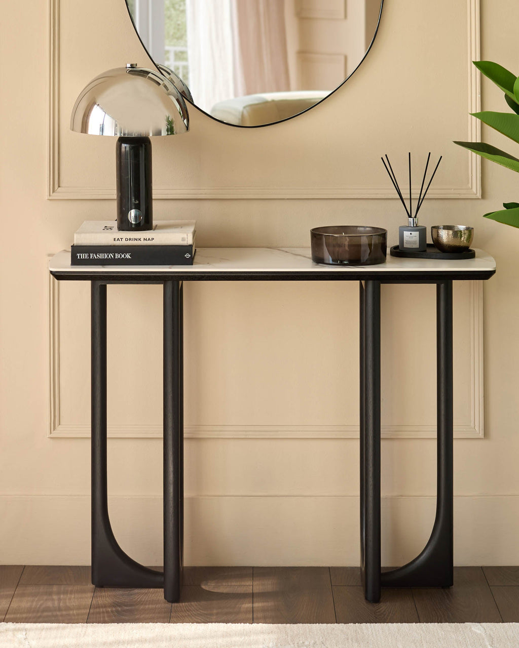 Natural Ceramic Console Table for Hallway Living Room Entryway