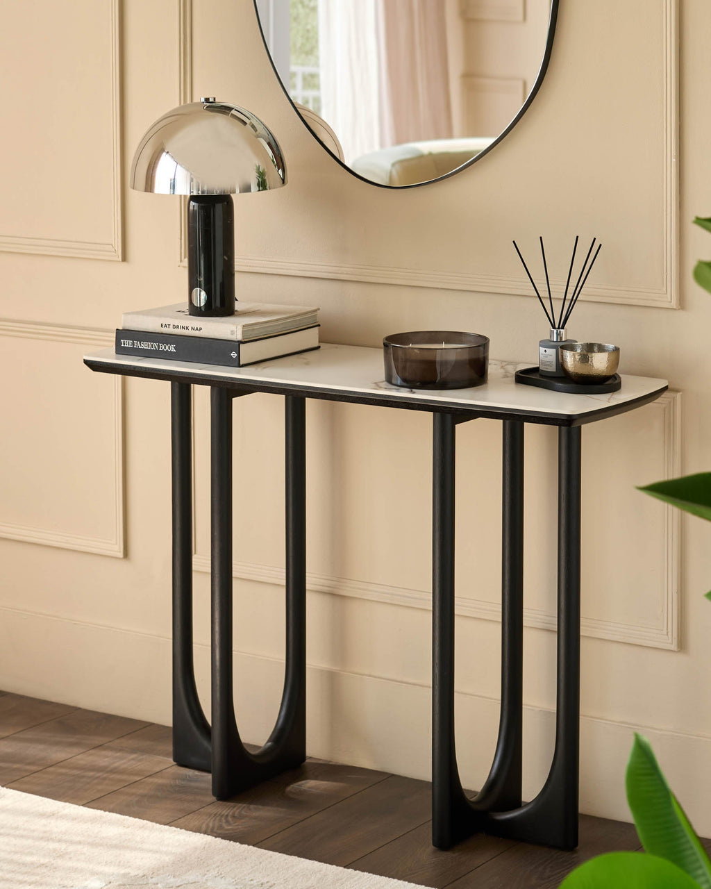 Natural Ceramic Console Table for Hallway Living Room Entryway