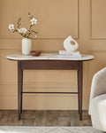 Dark Mango Wood Marble Top Dressing Table for Hallway Living