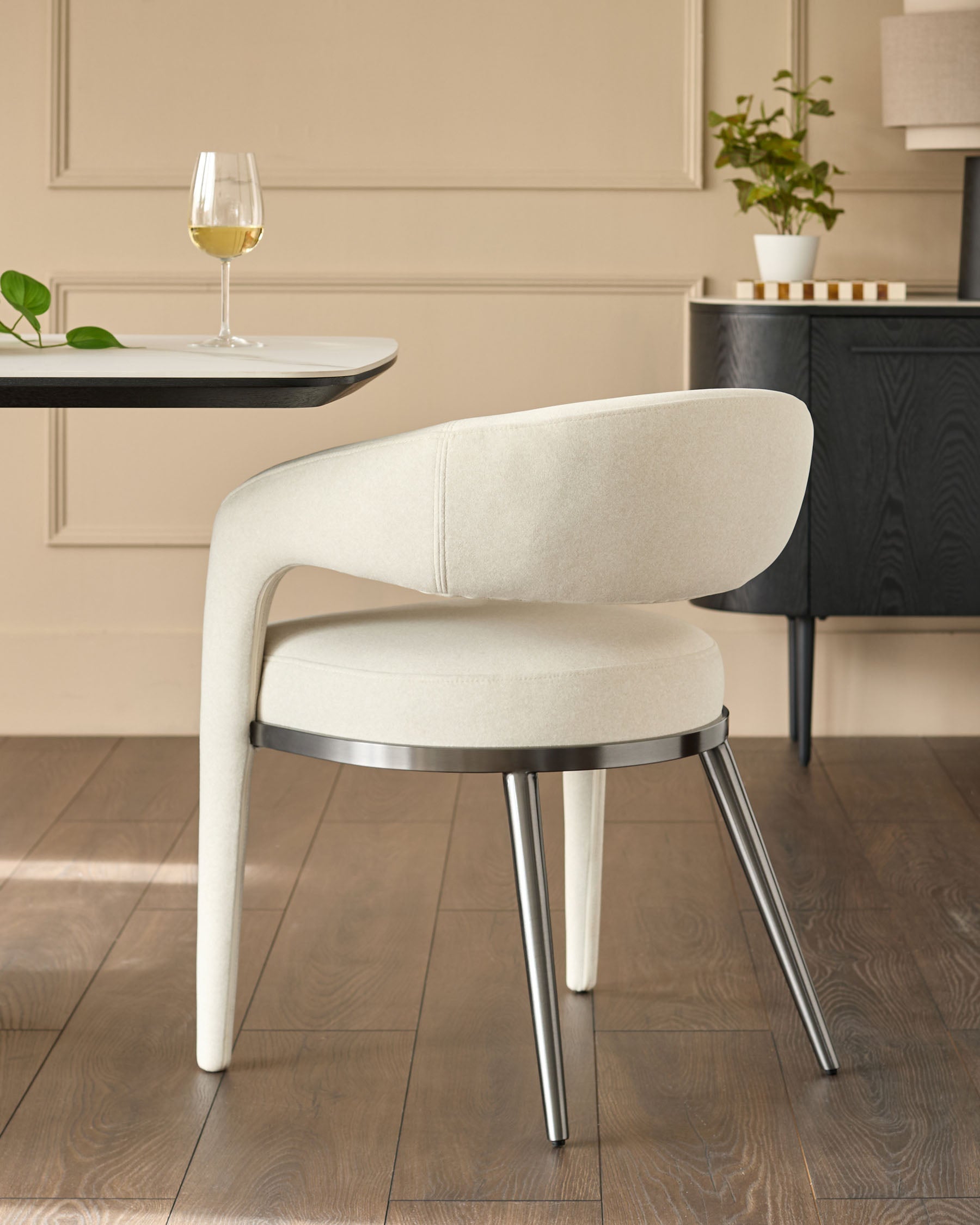 Cream plush fabric dining chair for Modern Homes