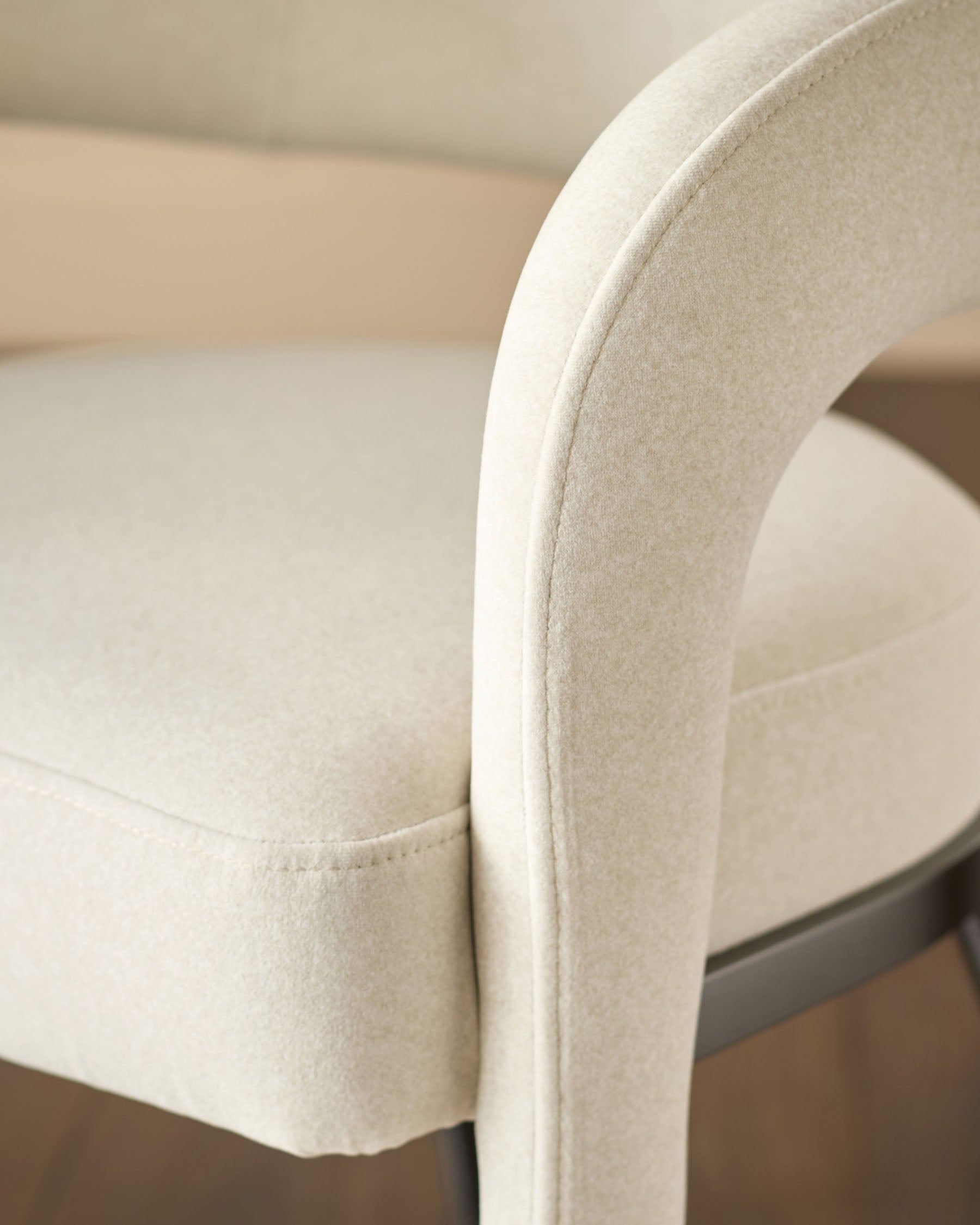 Cream plush fabric dining chair for Modern Homes