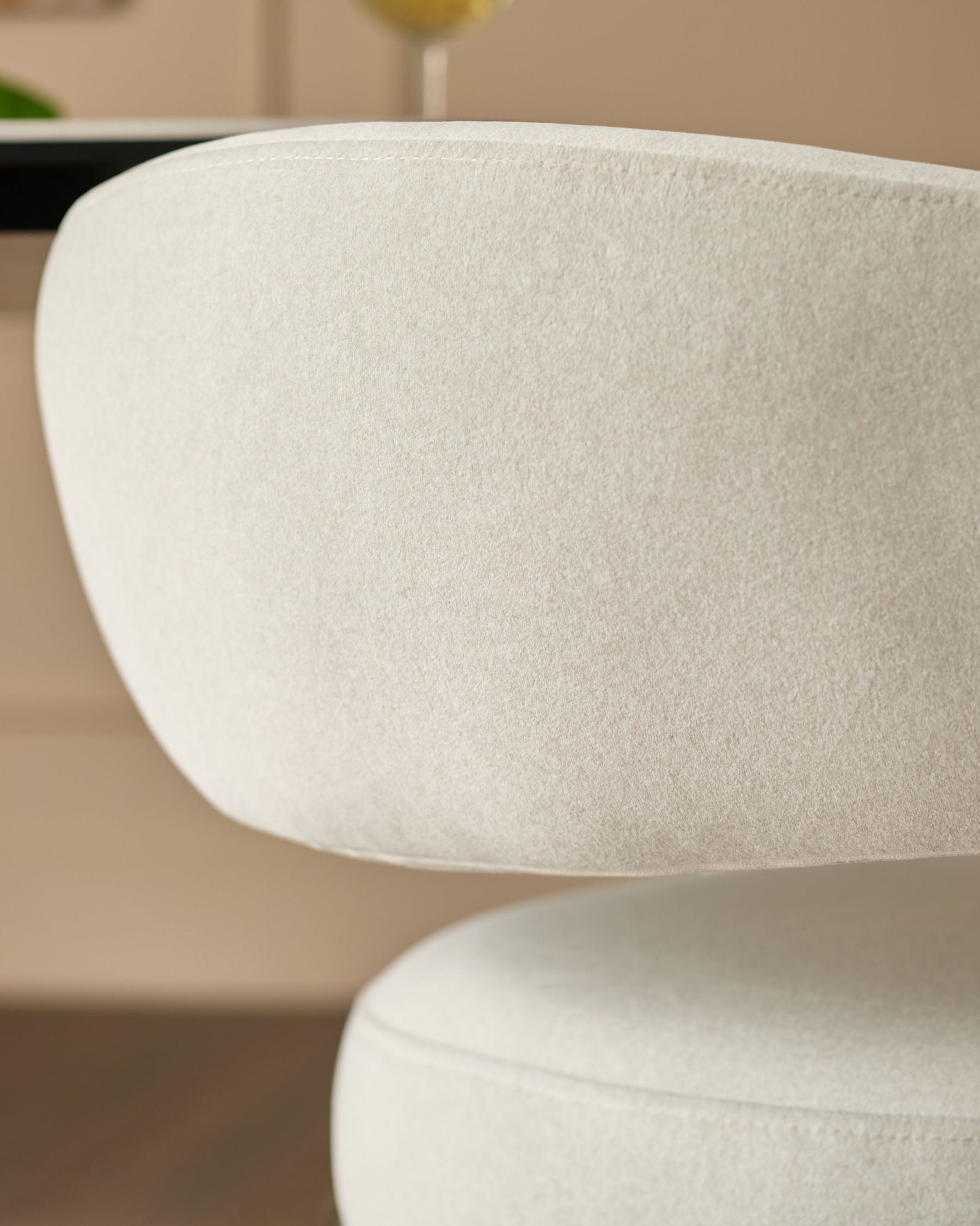 Cream plush fabric dining chair for Modern Homes