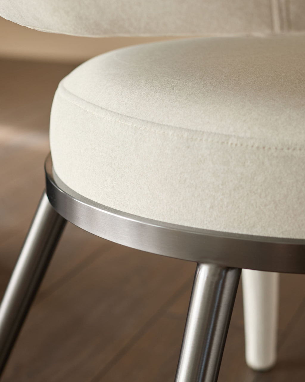 Cream plush fabric dining chair for Modern Homes