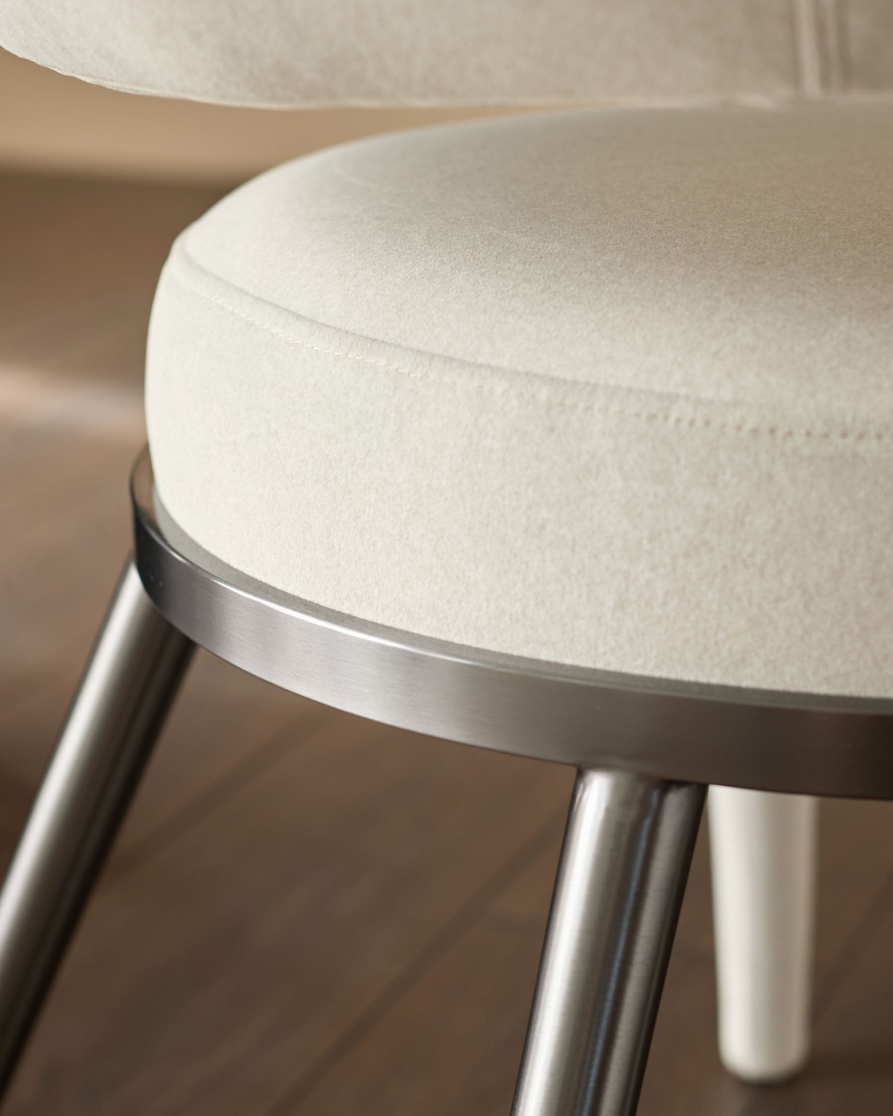 Cream plush fabric dining chair for Modern Homes