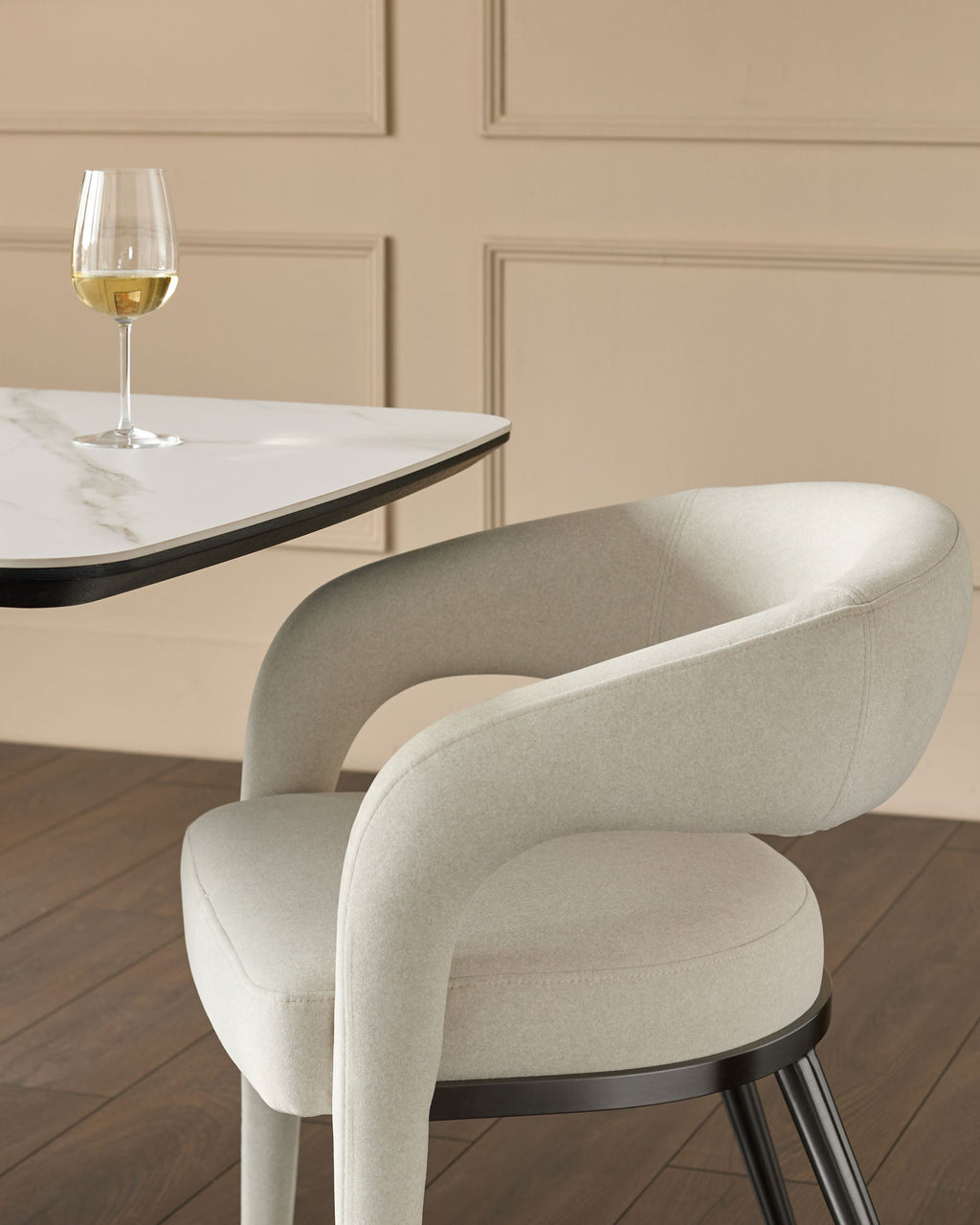 Cream plush fabric dining chair for Modern Homes