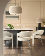 Cream plush fabric dining chair for Modern Homes