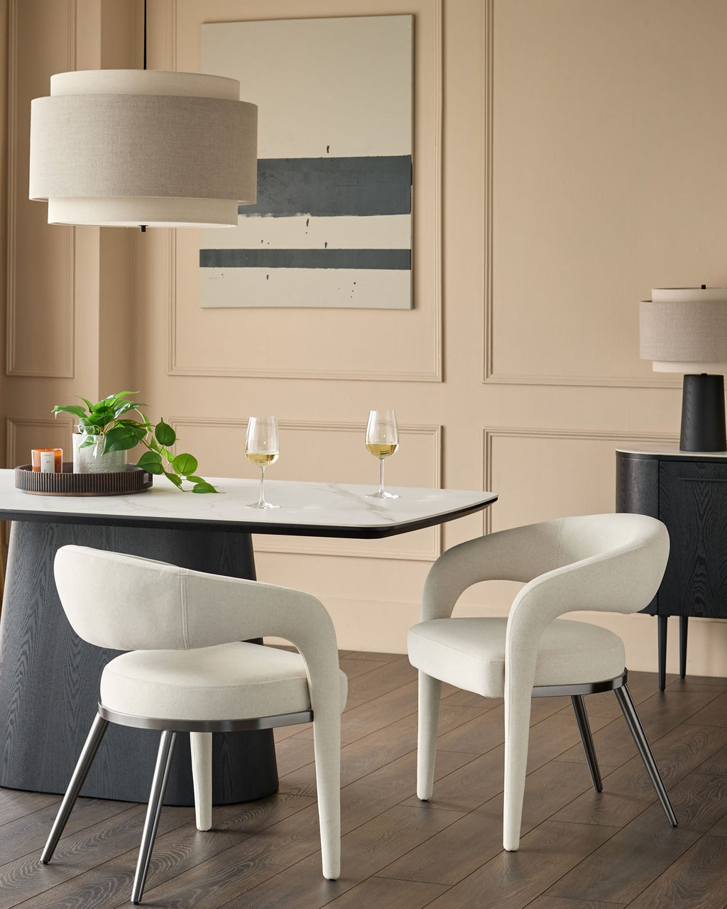 Cream plush fabric dining chair for Modern Homes