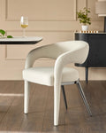 Cream plush fabric dining chair for Modern Homes