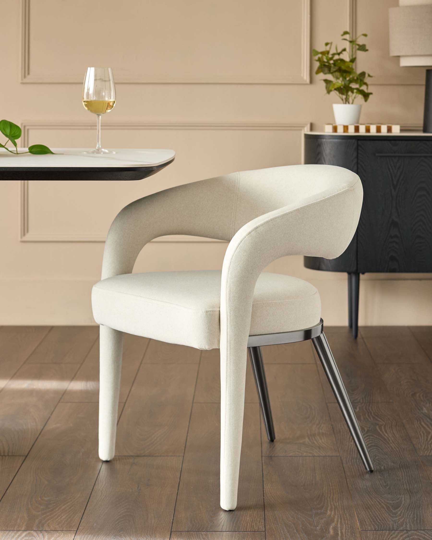 Cream plush fabric dining chair for Modern Homes