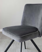 Serena Dark Grey Velvet Swivel Chair