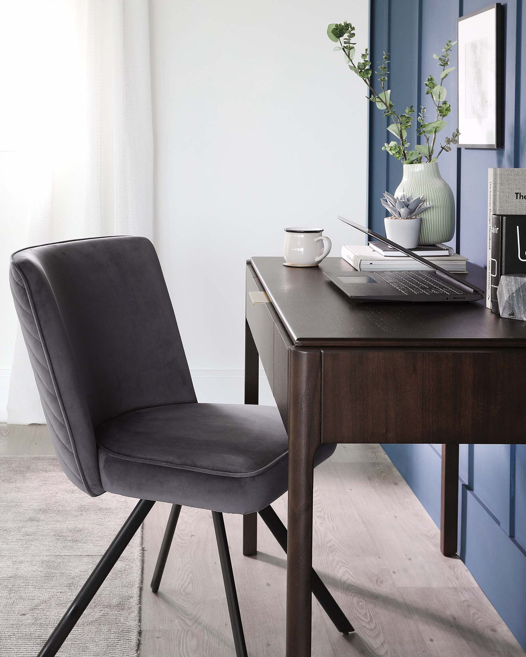 Serena Dark Grey Velvet Swivel Chair
