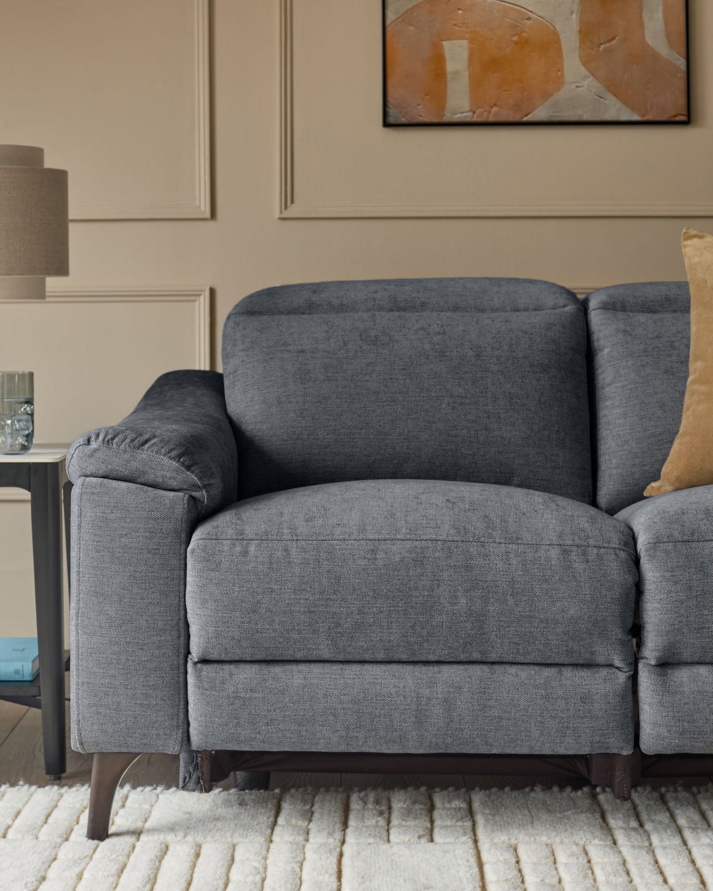 Blue-grey Chenille Two-seater Recliner Sofa For Living Room