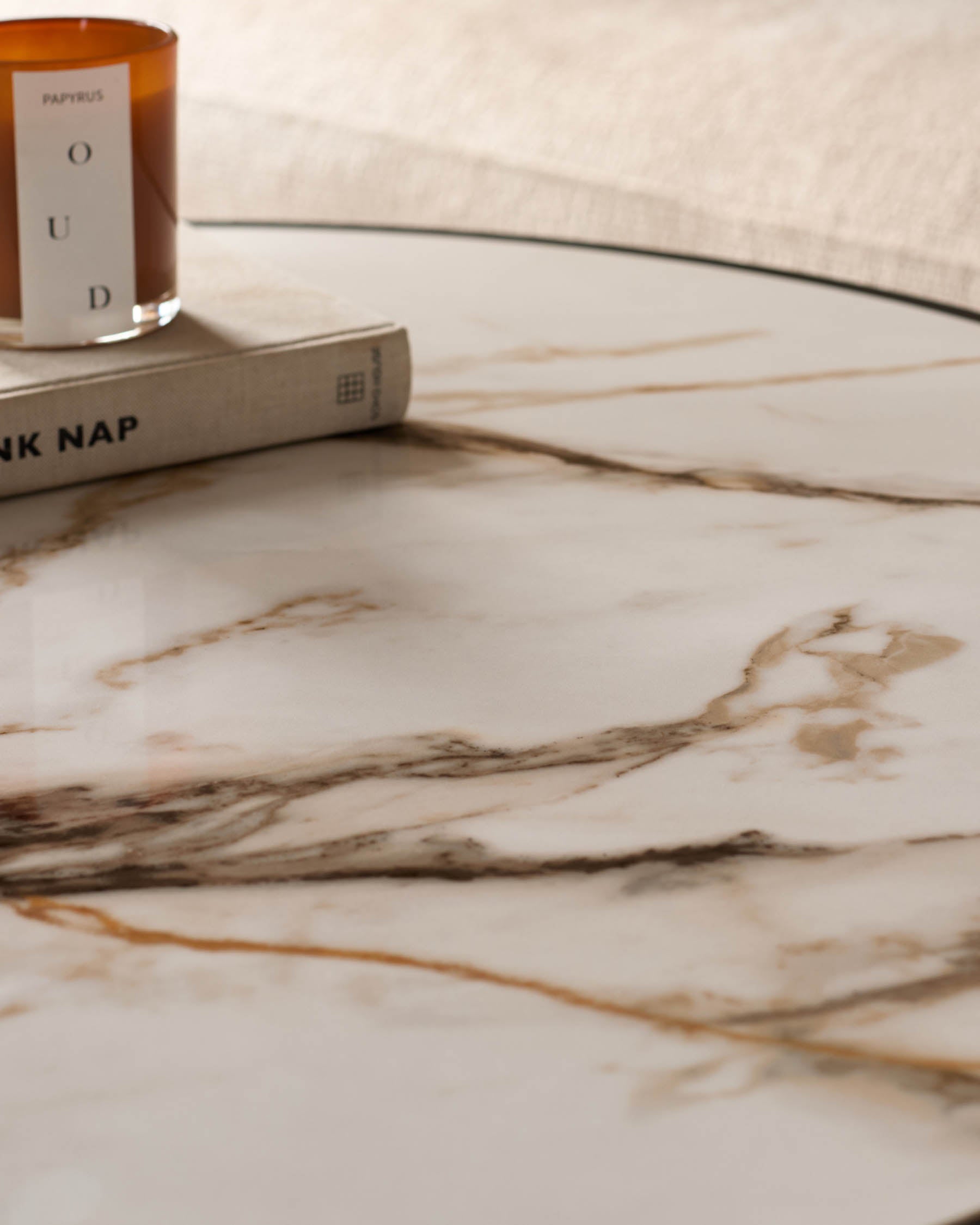 Round Coffee Table and Pouffe Set for Modern Living