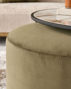 Round Coffee Table and Pouffe Set for Modern Living