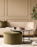 Round Coffee Table and Pouffe Set for Modern Living
