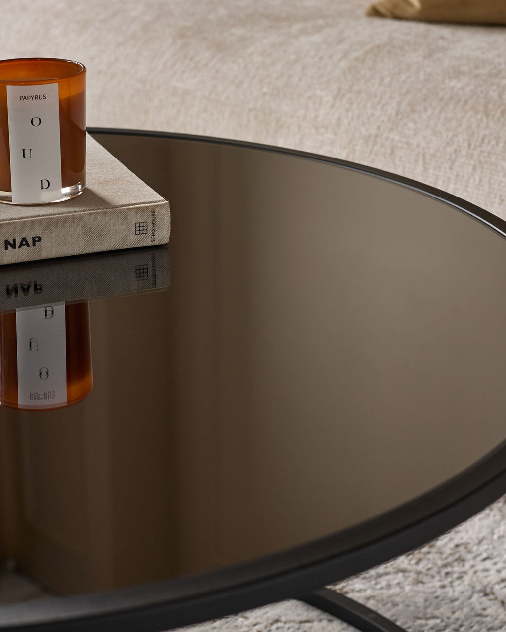 Round Coffee Table and Pouffe Set for Modern Living