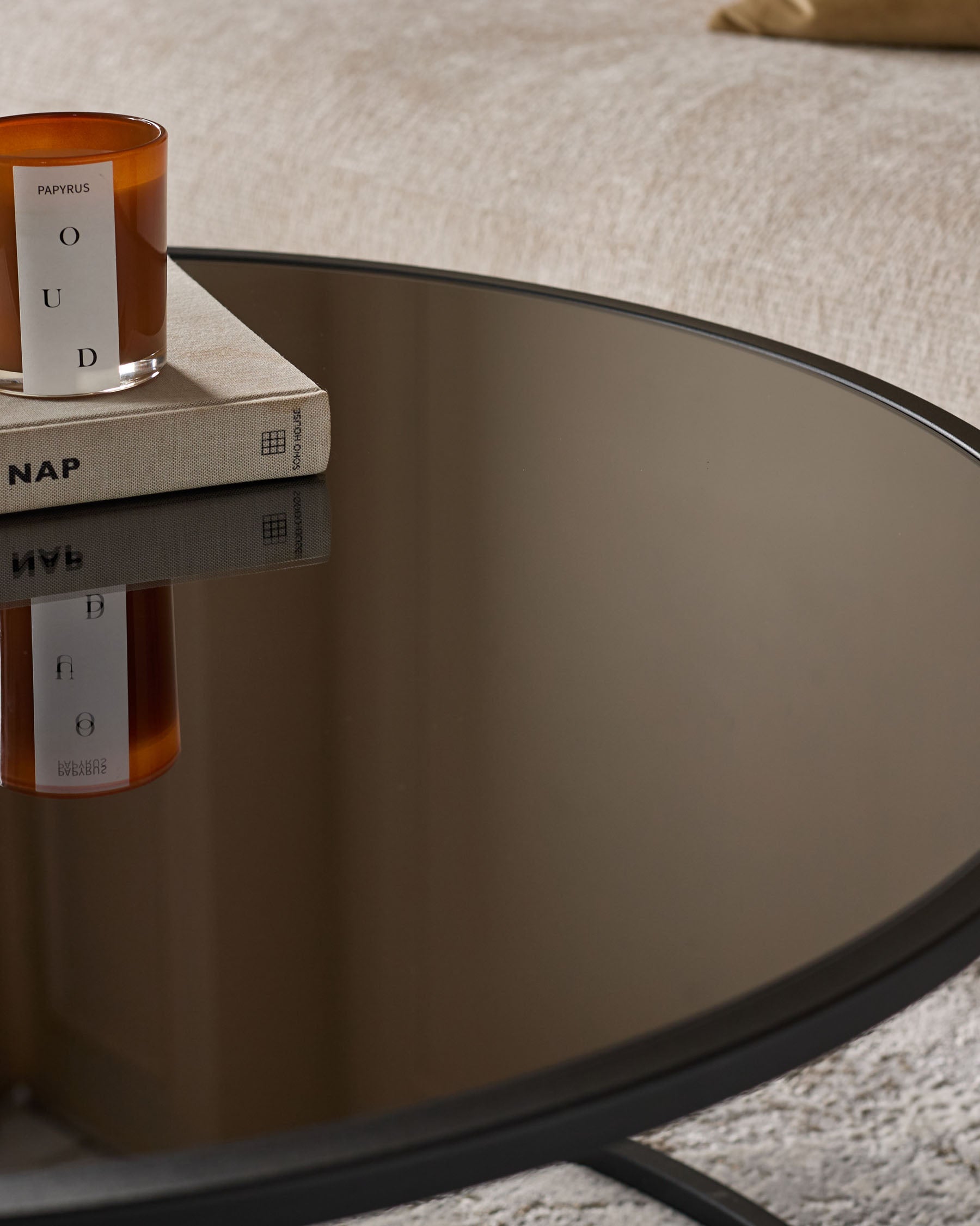 Round Coffee Table and Pouffe Set for Modern Living